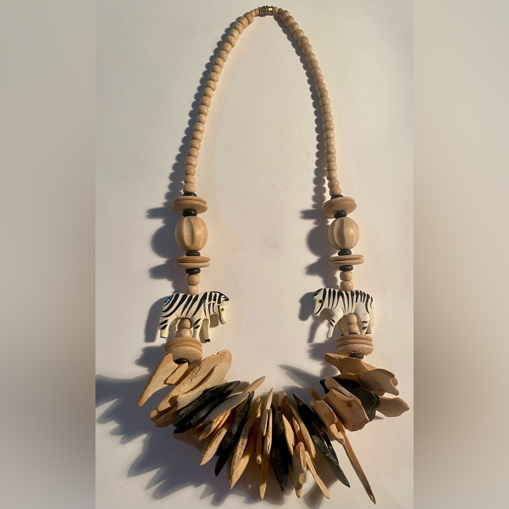Fierce & Fabulous Tribal Wooden Zebra Necklace – Ferocious Maximalist Vibes